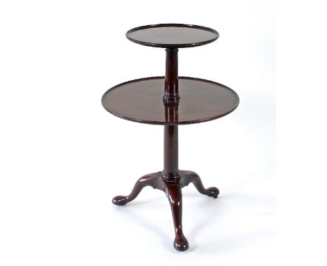 A George III mahogany two-tier dumb waiter on tripod base, 94cm high