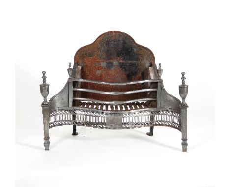 A burnished steel fire-grate with serpentine front and cast arch back, 90cm wide Condition Report: Lot 358
The fire grate is 