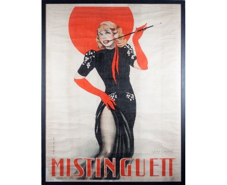 Jean-Dominique van Caulaert [ARR]/Mistinguett/lithograph in colours backed on linen, 155cm x 117cm/printed by Delatre, Paris/