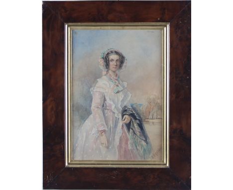 J S Egerton/Portrait of a Lady/signed lower right/watercolour, 33cm x 22cm 