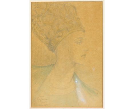 Violet Lady Rutland/Portrait of Lady Diane Cooper as the Madonna in The Miracle at the Lyceum Theatre 1932/inscribed/crayon, 