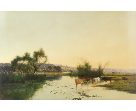 Edwin Henry Boddington (British, 1836-circa 1905)Tranquil river landscape; River landscape with punters and horses, a pair ea