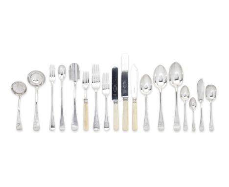 An Old English pattern silver flatware serviceGoldsmiths &amp; Silversmiths Company, London 1892 - 1921 Placings for twelve, 