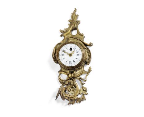 A late 19th century French gilt bronze miniature cartel timepiecethe movement stamped CH*Dthe asymmetric acanthus scroll pier