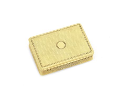 A George IV 18 carat gold presentation snuff boxby Alexander J Strachan, London 1829 Rectangular polished edges and engine-tu