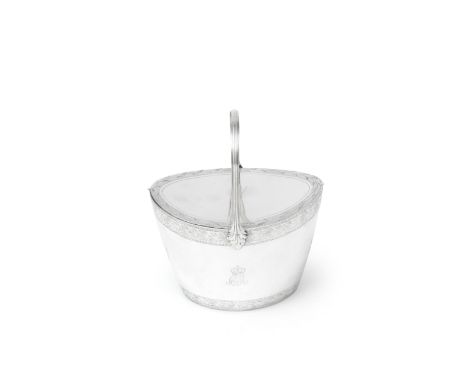 A George III silver double tea caddyby Henry Chawner &amp; John Emes, London 1796 Tapering oval form, with a central divider,