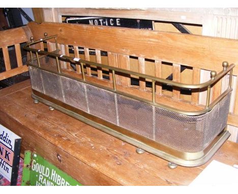 A brass and mesh fireguard - length 126cm 