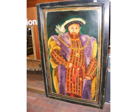 A portrait painting of King Henry VIII on panel door - 102cm x 158cm 