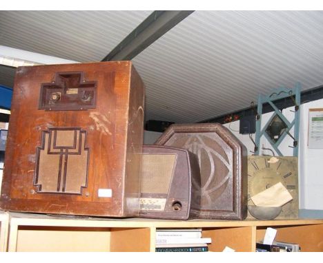 Two radios - for restoration, together with a speaker and a longcase clock dial and movement 