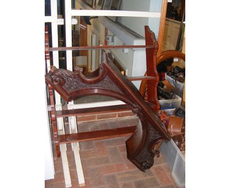 An old wall shelf and carved mahogany door pedimentCONDITION REPORTDoor pediment dimensionsWidth, 107cmHeight, 36cmDepth, 21c