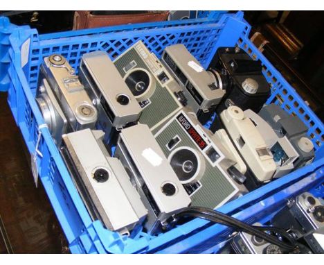 A tray of vintage cameras including Ilford