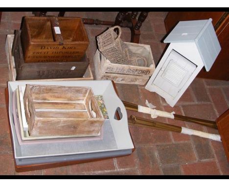 An assortment of vintage style boxes and trays, etc. 