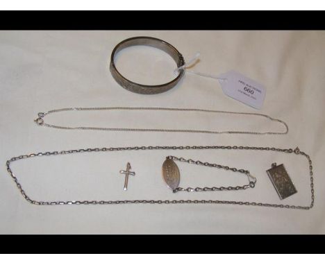 Silver jewellery including bangle