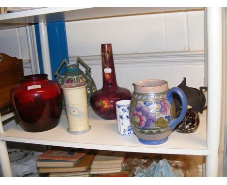 A Royal Doulton 'flambe' vase together with other ceramic ware