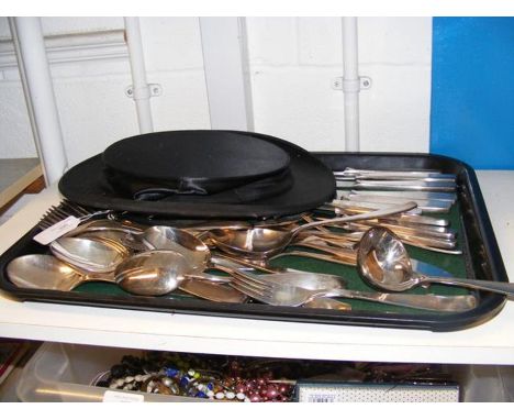 Vintage hat, together with W.M.F German plated cutlery
