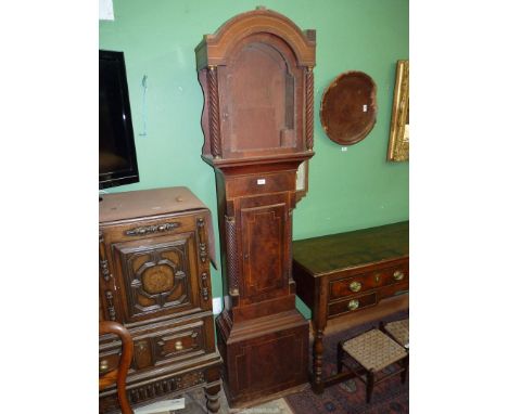 A Mahogany longcase clock Case having intricate light and dark-wood stringing, rope twist detailed flanks, the hood suitable 