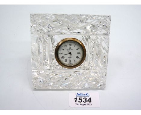 A Cavan crystal miniature mantle clock.