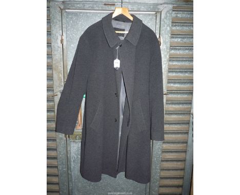 A gents Jaeger wool/polyester/cashmere mix overcoat in dark grey, size 44R.