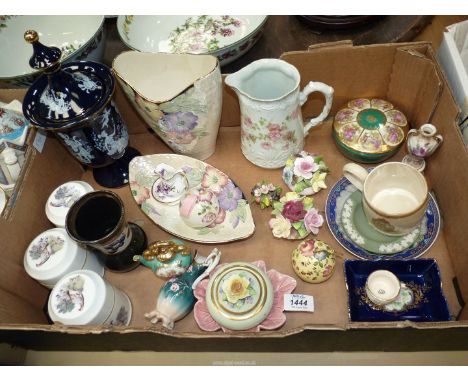 A quantity of china including Maling  oval dish and vase with floral design, posies, Royal Doulton, Adderley, Wedgwood Jasper