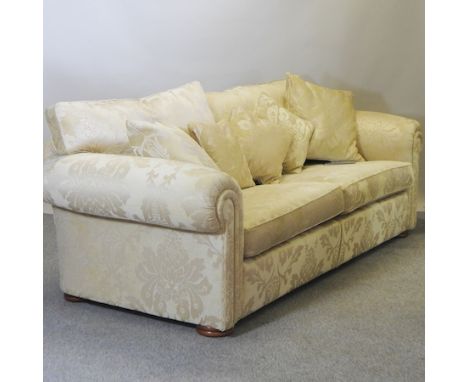 A Duresta cream damask style upholstered sofa, 230cm