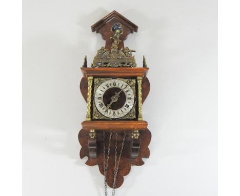 A Dutch style wall clock, 44cm high