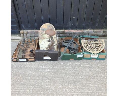 Four boxes of metalwares, to include clock parts