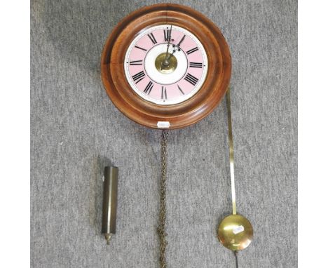 A postman's alarm clock, with a pink dial, 27cm 