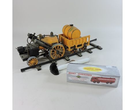 A Mamod live model steam engine, together with a Dinky Leyland die cast model tanker, boxed