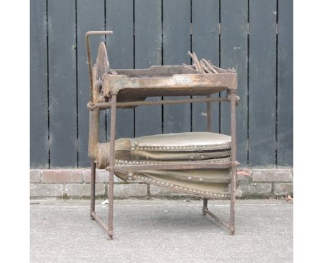 A set of early 20th century iron blacksmith bellows, to include tools, 62cm