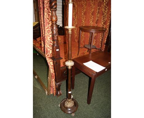 Good quality simulated rosewood brass-mounted standard lamp (not tested)