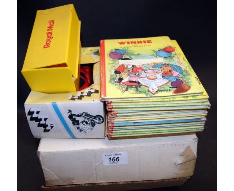 Vintage toys and games, together with a set of twelve "Winkie" children's books