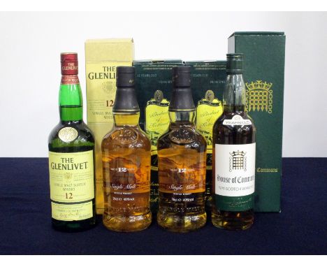 1 70-cl bt The Glenlivet 12 YO Single Malt Scotch Whisky 40% oc 2 70-cl bts Ben Bracken 12 YO Highland Speyside Single Malt S
