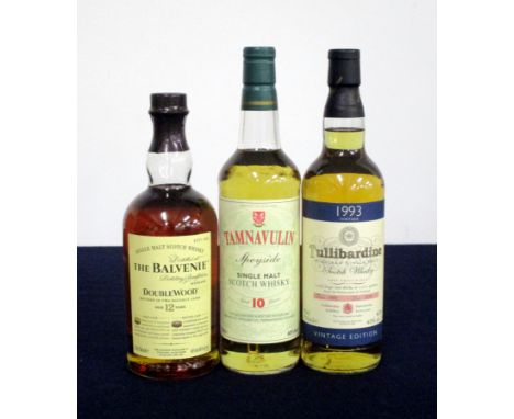 1 70-cl bt The Balvenie 12 YO Double Wood Single Malt Scotch Whisky 40% 1 70-cl bt Tamnavulin 10 YO Single Malt Speyside Scot