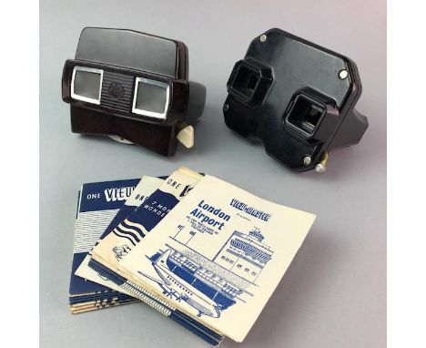 TWO VINTAGE VIEWMASTER VIEWERS, with slides