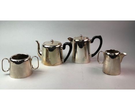 HOTEL PLATE FOUR PIECE TEA SERVICE, comprising a tea pot, jug, sugar and cream