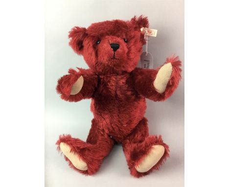 LIMITED EDITION STEIFF RED MOHAIR BEAR, 40cm high