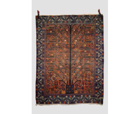 Neiriz rug, Fars, south west Persia, circa 1930s-40s, 6ft. 1in. X 4ft. 8in. 1.86m. X 1.42m. Overall wear with corrosion to da