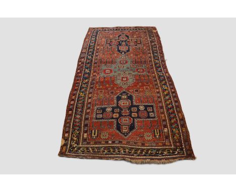 Caucasian kelleh, Kazak area, late 19th/early 20th century,  11ft. 10in. X 5ft. 11in. 3.60m. X 1.80m.  Rubber backing glued v