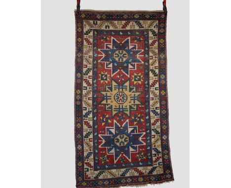 Kazak(?) rug of Lesghi star design, south west Caucasus, early 20th century, 6ft. X 3ft. 3in. 1.83m. X 1m. Overall even wear;