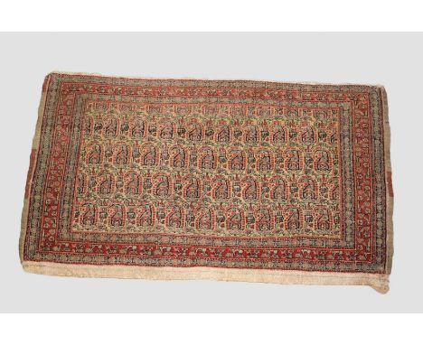 Senneh bag face, north west Persia, late 19th/early 20th century, 2ft. 1in. X 3ft. 7in. 0.64m. X 1.09m. Overall wear with sma