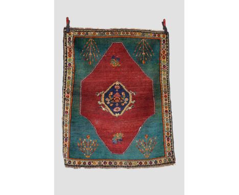 Two rugs, the first: Luri gabbeh, Fars, south west Persia, circa 1950s, 4ft. 10in. x 3ft. 11in. 1.47m. x 1.20m. Small areas o