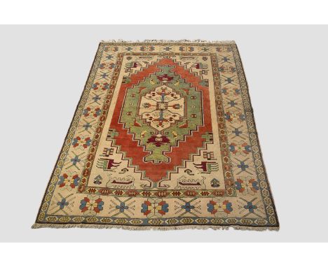 Anatolian carpet, Konya Karapinar region, modern production, 11ft. 6in. X 8ft. 9in. 3.50m. X 2.67m. Small surface marks in pl