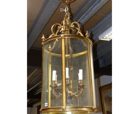 A large Regency style brass hall lantern.
