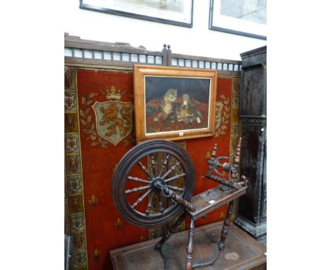 A large Victorian seven panel screen with armorial tapestry panels.