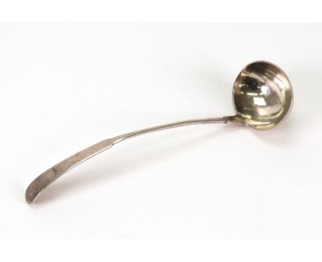 A George III Scottish silver fiddle pattern toddy ladle, William Jameson, Aberdeen, circa 1800, monogrammed.