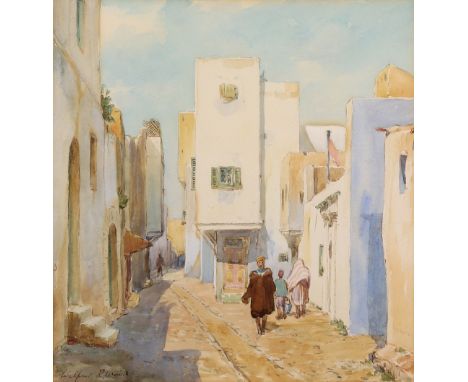 Wilfred Rene Wood (British, 1888-1976) A North African street scene, signed and dated 'Wilfred R Wood 29' (lower left), water