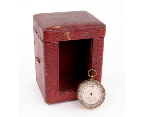 Salom &amp; Co London &amp; Edinburgh, second half 19th century: a gilt metal circular cased pocket barometer with silvered d