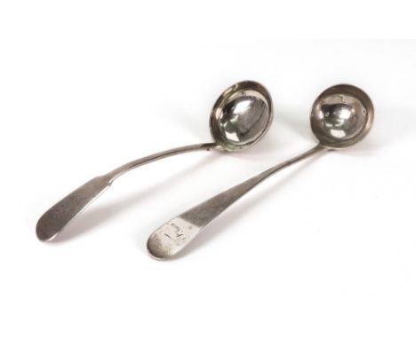 A George III Scottish silver Old English pattern toddy ladle, Edinburgh 1809, makers mark W H and a George IV fiddle pattern 