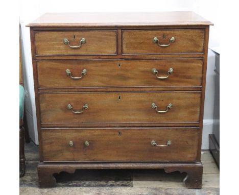 A George III mahogany chest, the moulded rectangular top above two short and three long drawers, on bracket feet, 95cm wide.