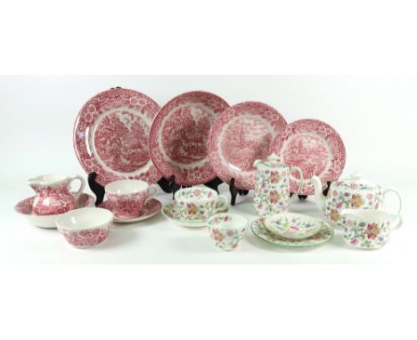 An extensive Broadhurst Ironstone The Constable Series Bicentennial tea and dinner service, printed in red and a Minton Haddo